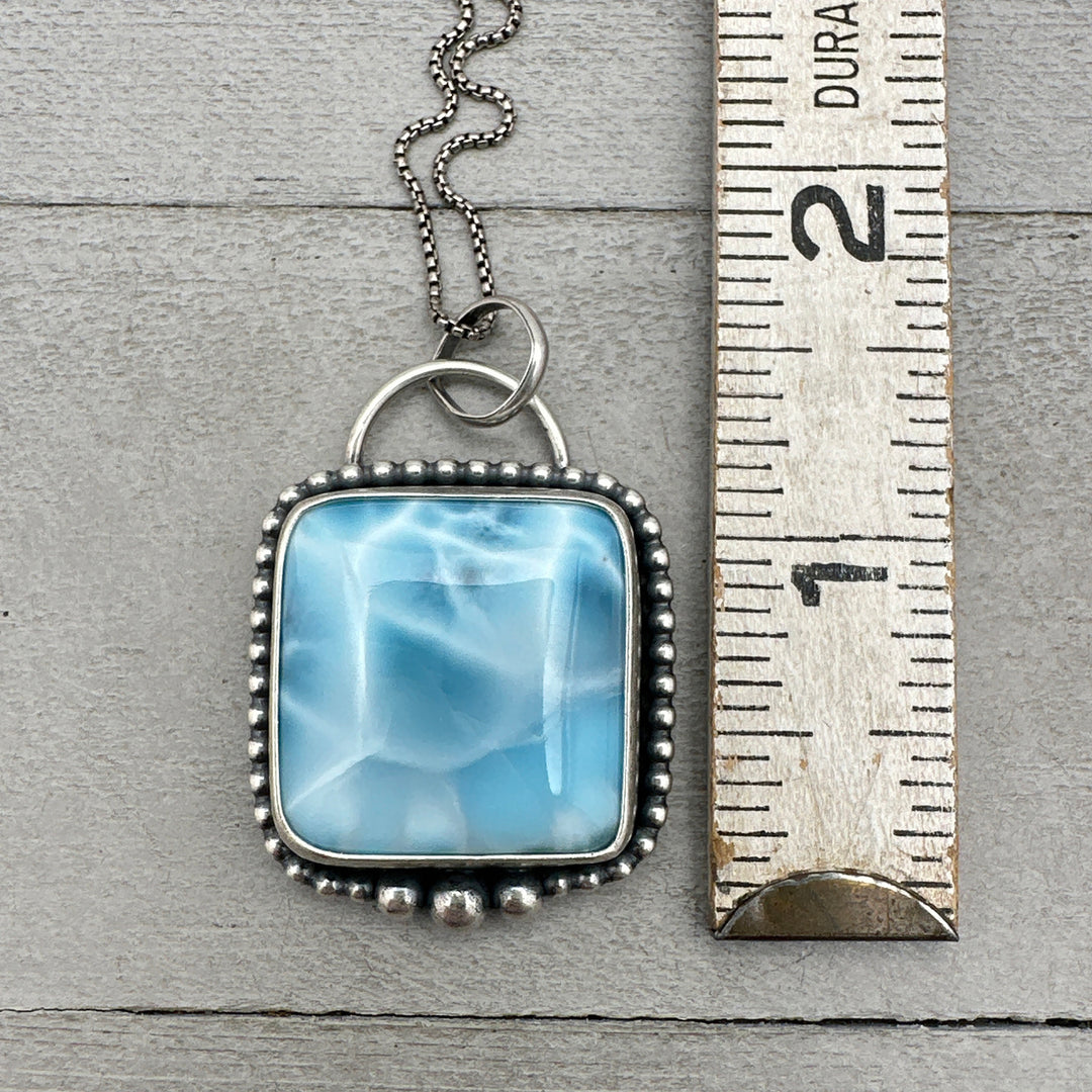 Larimar Necklace and Solid 925 Sterling Silver Silver AAA - SunlightSilver