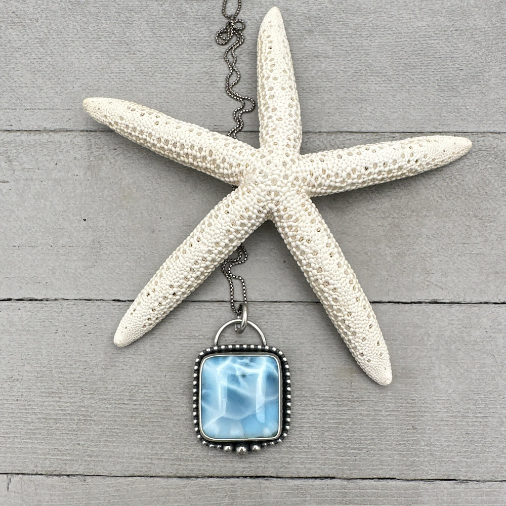 Larimar Necklace and Solid 925 Sterling Silver Silver AAA - SunlightSilver