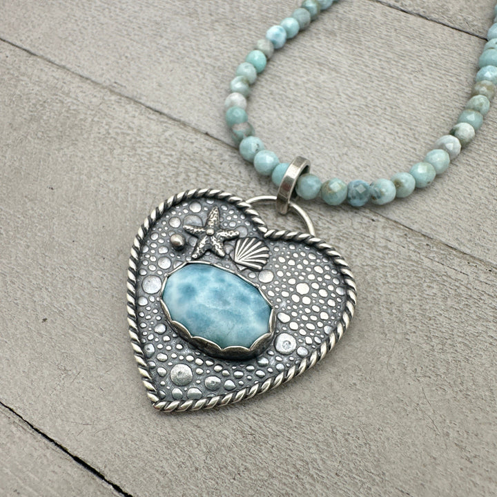 4mm Faceted Beaded Larimar and Sterling Silver Silver Necklace - SunlightSilver