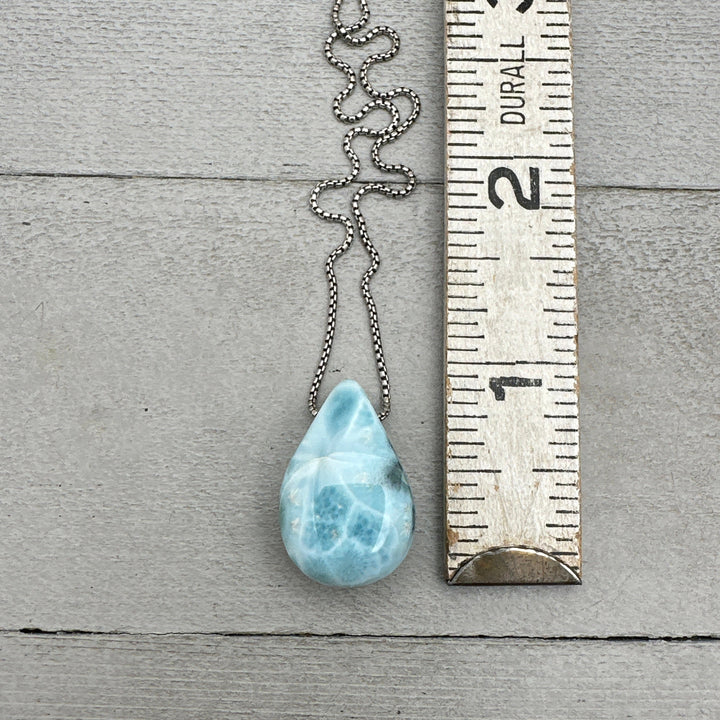 Larimar Crystal on Sterling Silver Chain Necklace - SunlightSilver