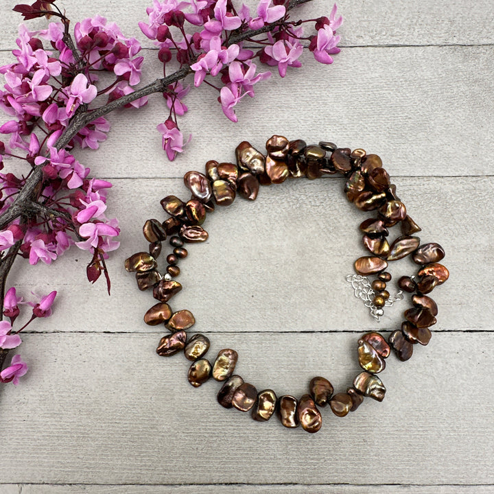 Pink Keshi Pearl and Sterling Silver Necklace - SunlightSilver