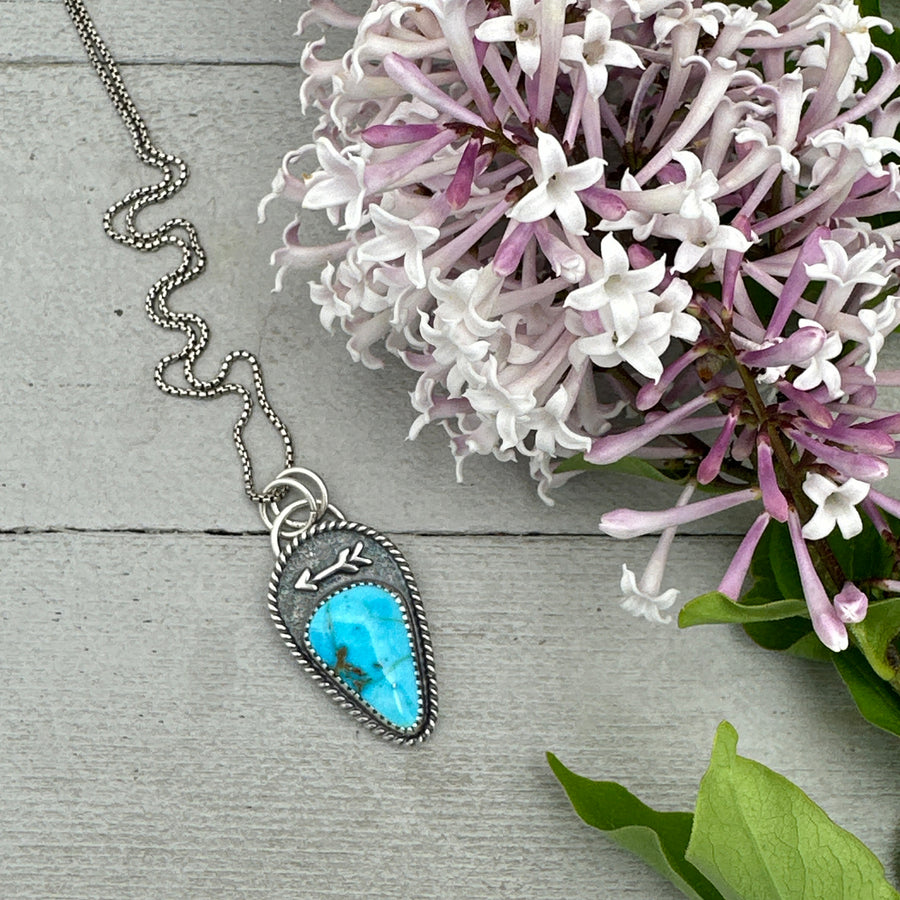 Sonoran Rose Turquoise and Sterling Silver Protective Arrow Pendant - SunlightSilver