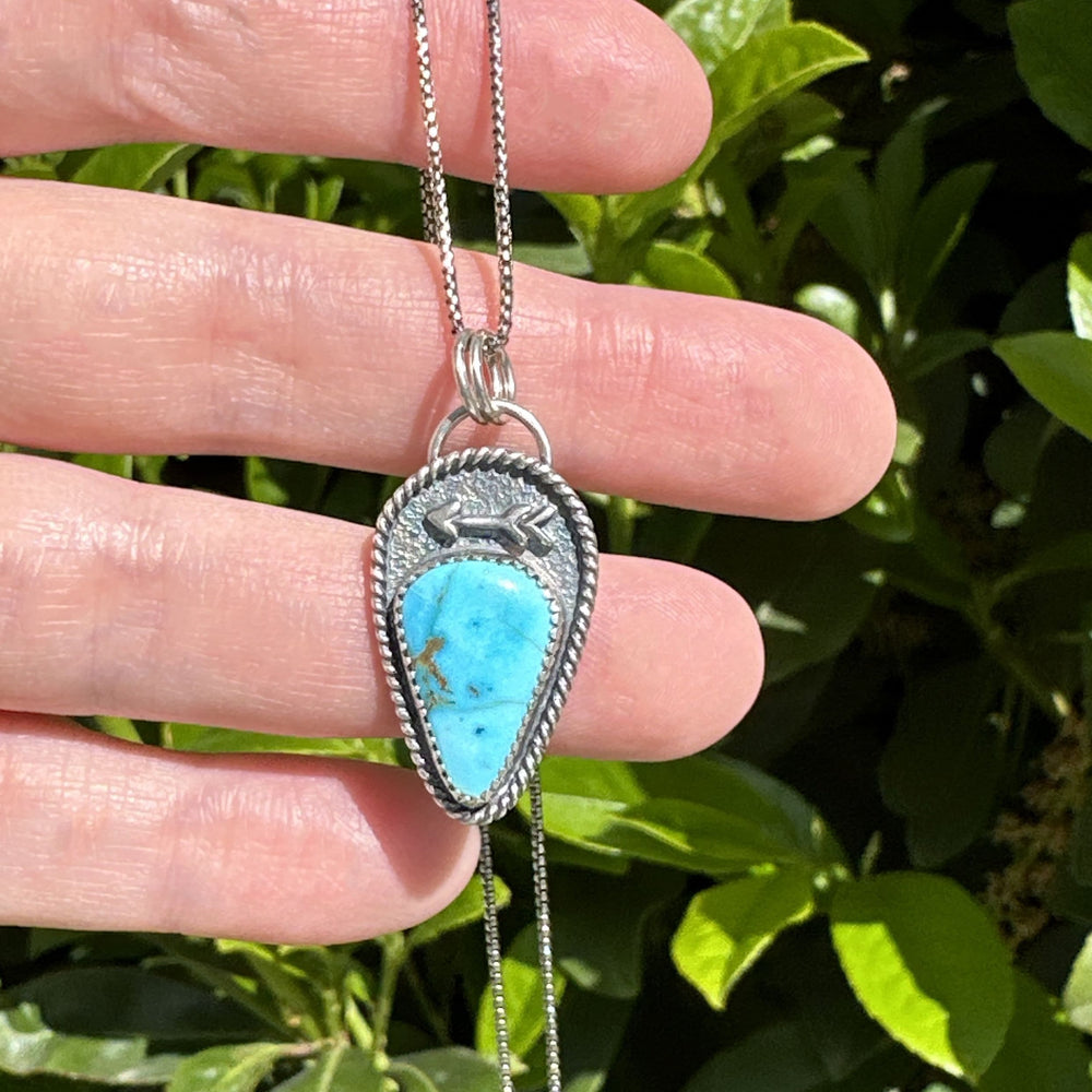 Sonoran Rose Turquoise and Sterling Silver Protective Arrow Pendant - SunlightSilver