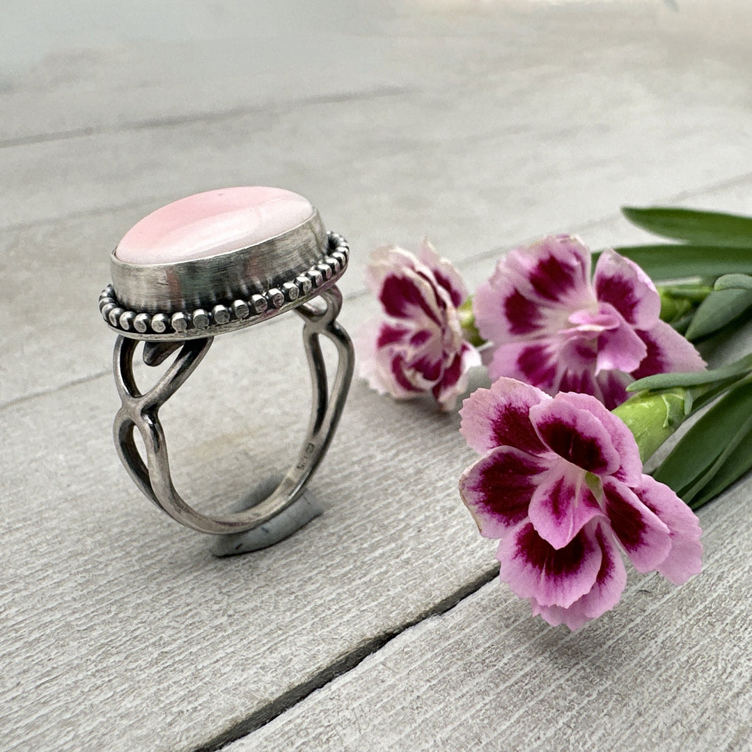 Pink Queen Conch Shell and Sterling Silver Ring Size 7 US/Canada - SunlightSilver