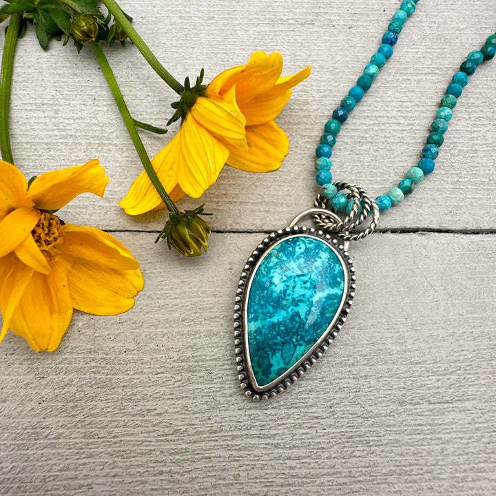 Chrysocolla and Sterling Silver Pendant - SunlightSilver
