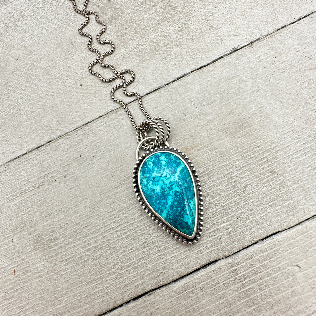 Chrysocolla and Sterling Silver Pendant - SunlightSilver