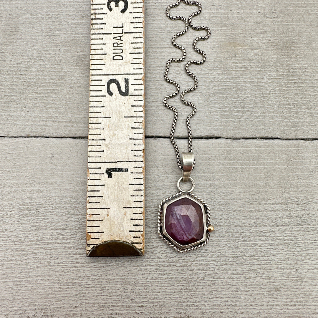 Faceted Ruby and Sterling Silver Necklace - SunlightSilver