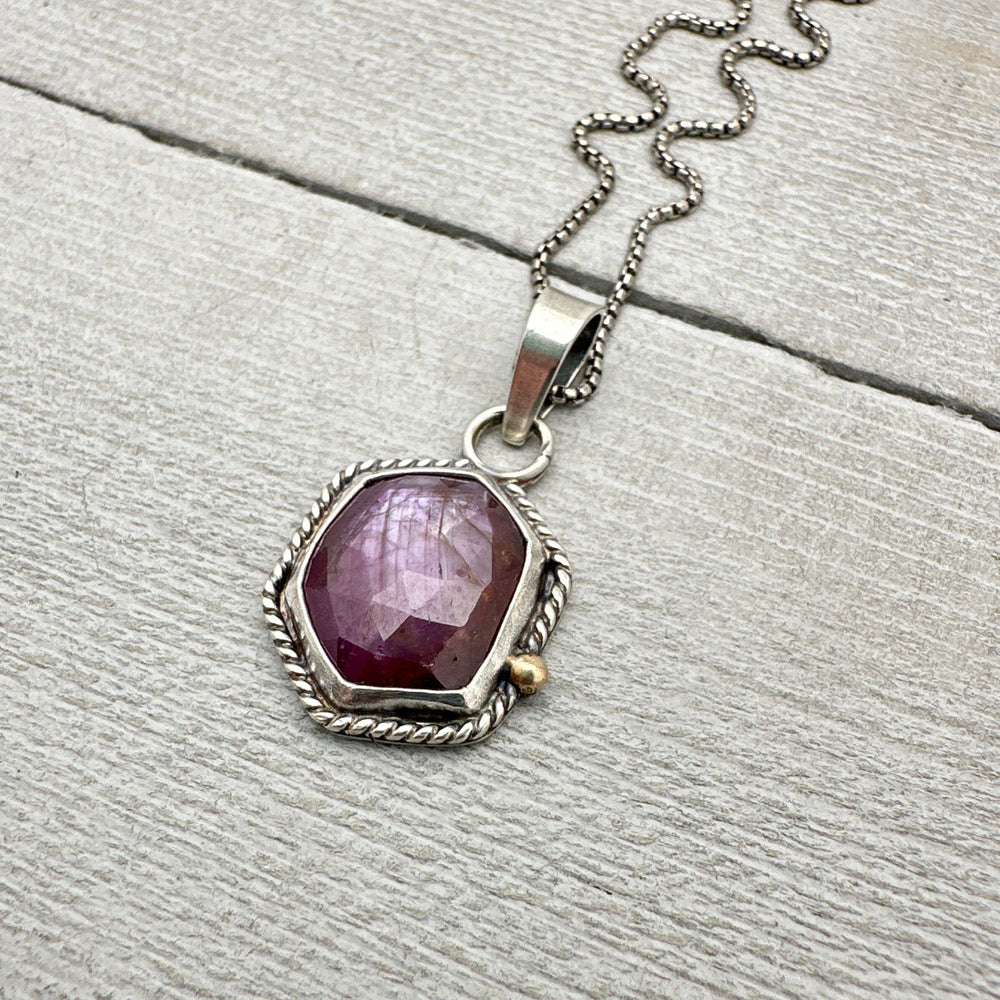 Faceted Ruby and Sterling Silver Necklace - SunlightSilver