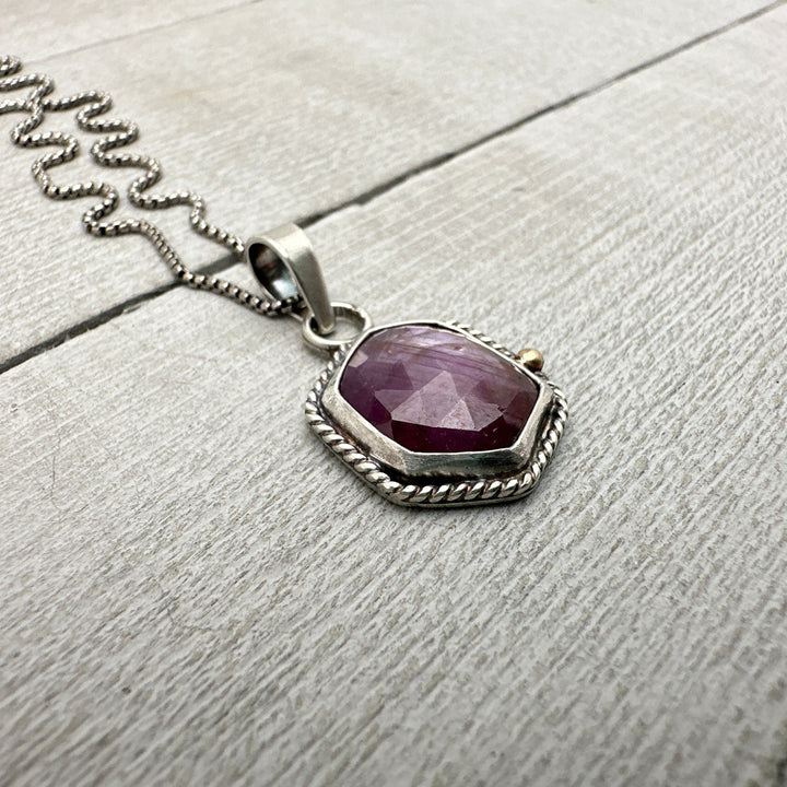 Faceted Ruby and Sterling Silver Necklace - SunlightSilver