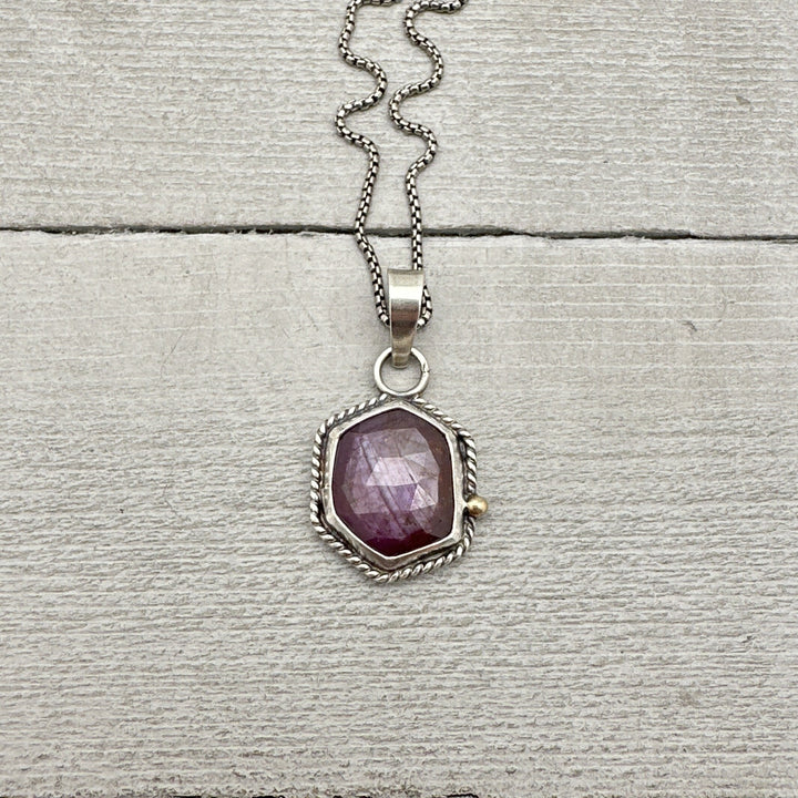 Faceted Ruby and Sterling Silver Necklace - SunlightSilver