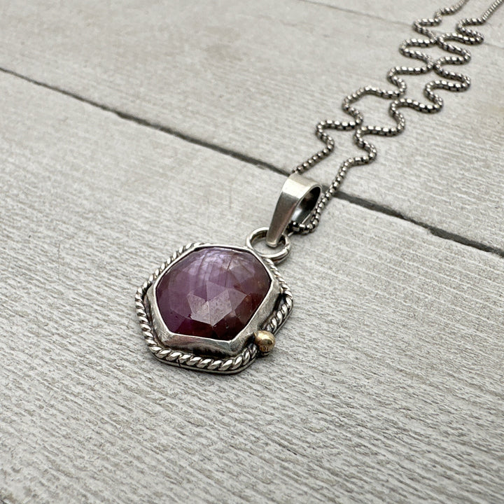 Faceted Ruby and Sterling Silver Necklace - SunlightSilver