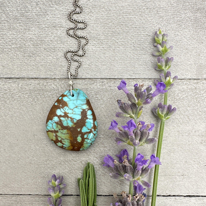 Polychrome Kingman Turquoise Pendant on a Sterling Silver Chain - SunlightSilver