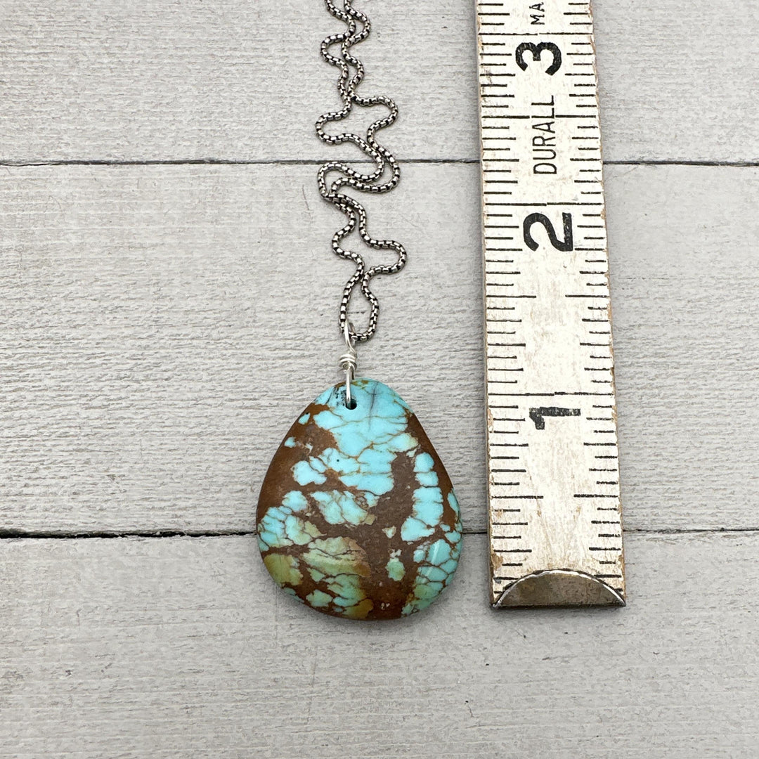 Polychrome Kingman Turquoise Pendant on a Sterling Silver Chain - SunlightSilver