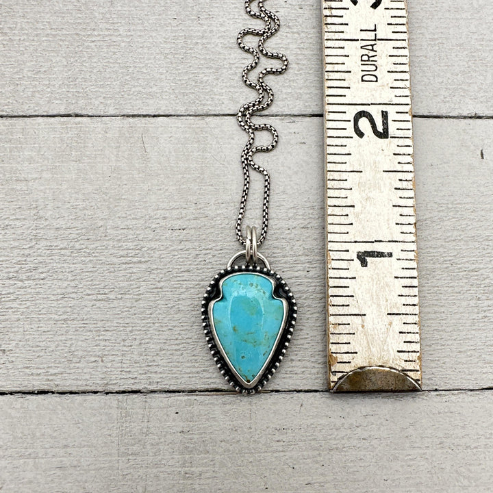 Kingman Turquoise Arrowhead and Sterling Silver Pendant Necklace, Arizona Turquoise American Mine - SunlightSilver