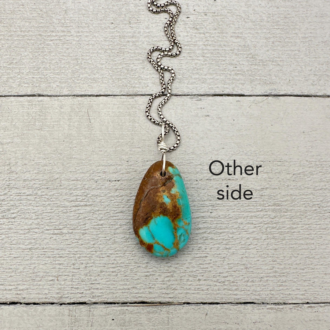 Gorgeous Blue Kingman Turquoise Pendant on a Sterling Silver Chain - SunlightSilver