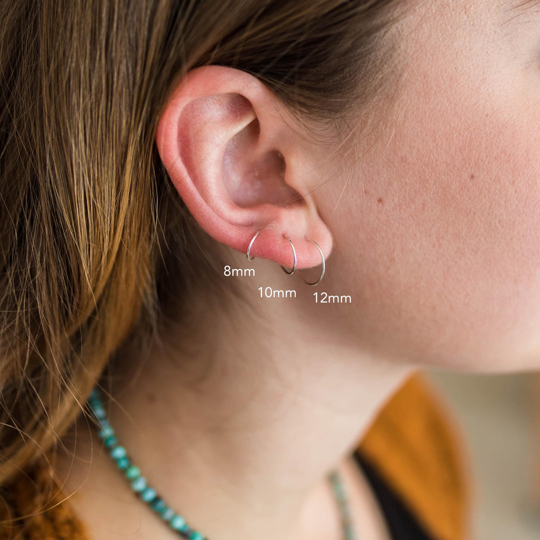 Solid Platinum Hoops | Thin - SunlightSilver