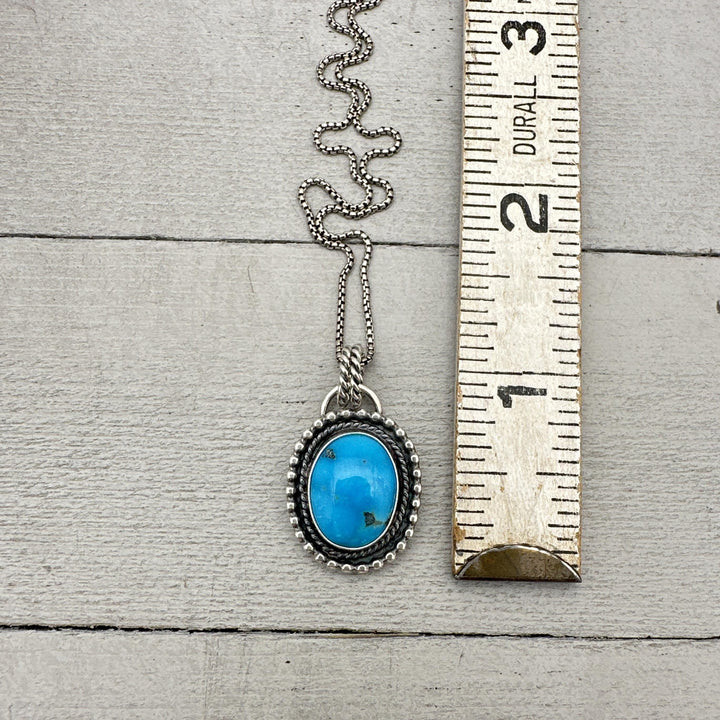 Natural Kingman Turquoise and Sterling Silver Pendant Necklace. Old Stock Sky Blue Kingman Turquoise. - SunlightSilver