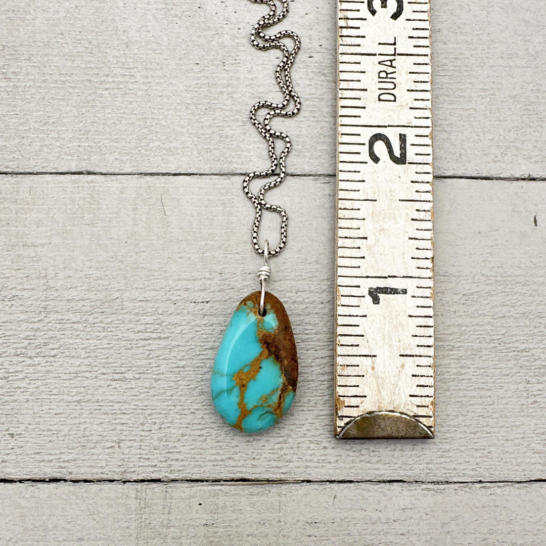 Gorgeous Blue Kingman Turquoise Pendant on a Sterling Silver Chain - SunlightSilver