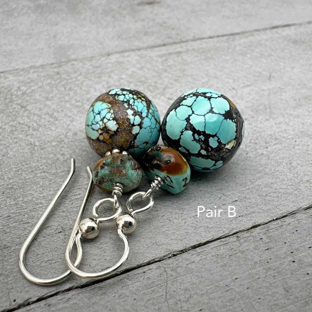 Natural Turquoise and Sterling Silver Earrings - SunlightSilver