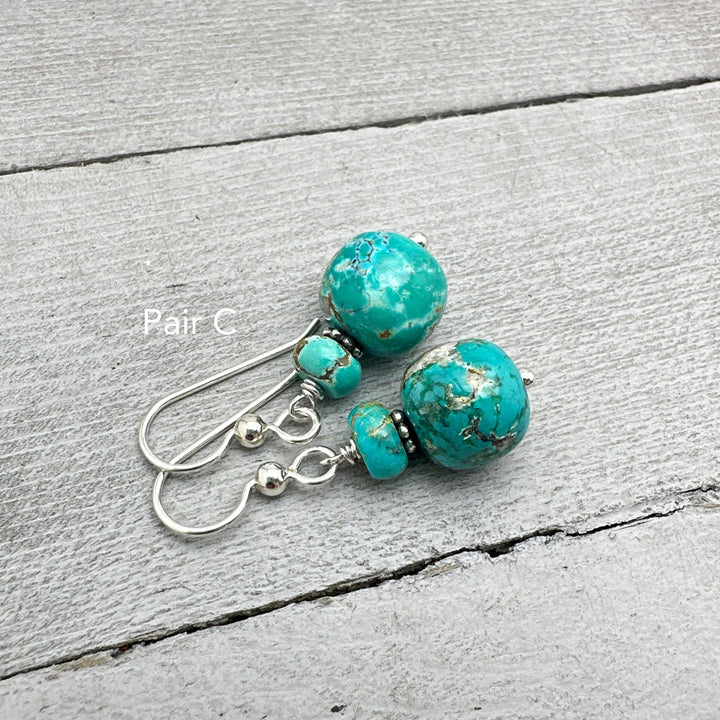 Natural Turquoise and Sterling Silver Earrings - SunlightSilver