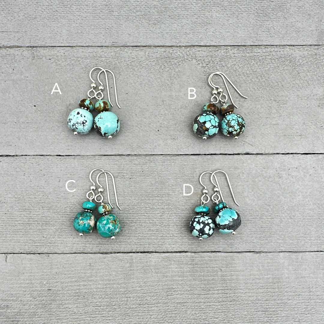 Natural Turquoise and Sterling Silver Earrings - SunlightSilver