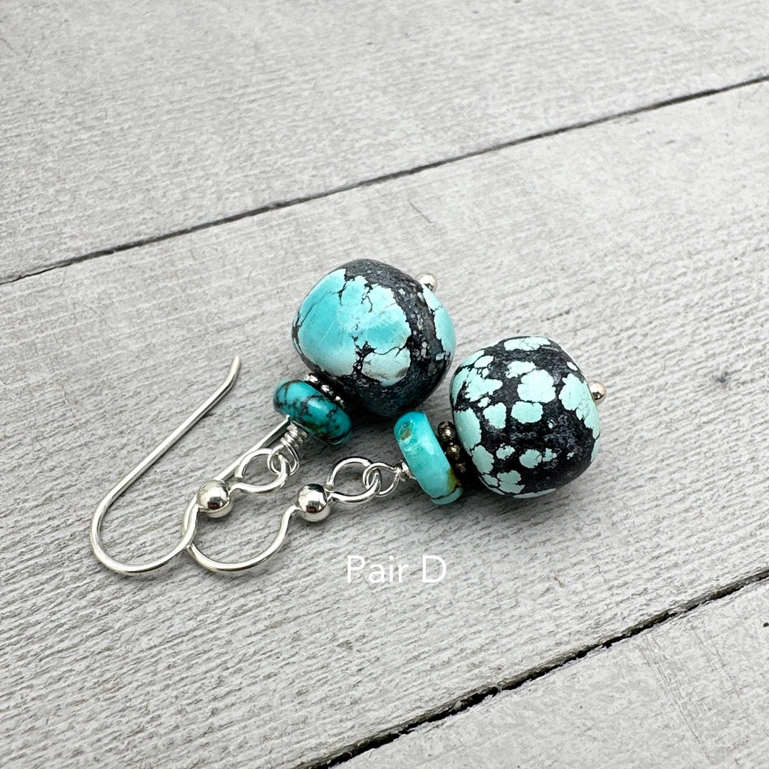 Natural Turquoise and Sterling Silver Earrings - SunlightSilver