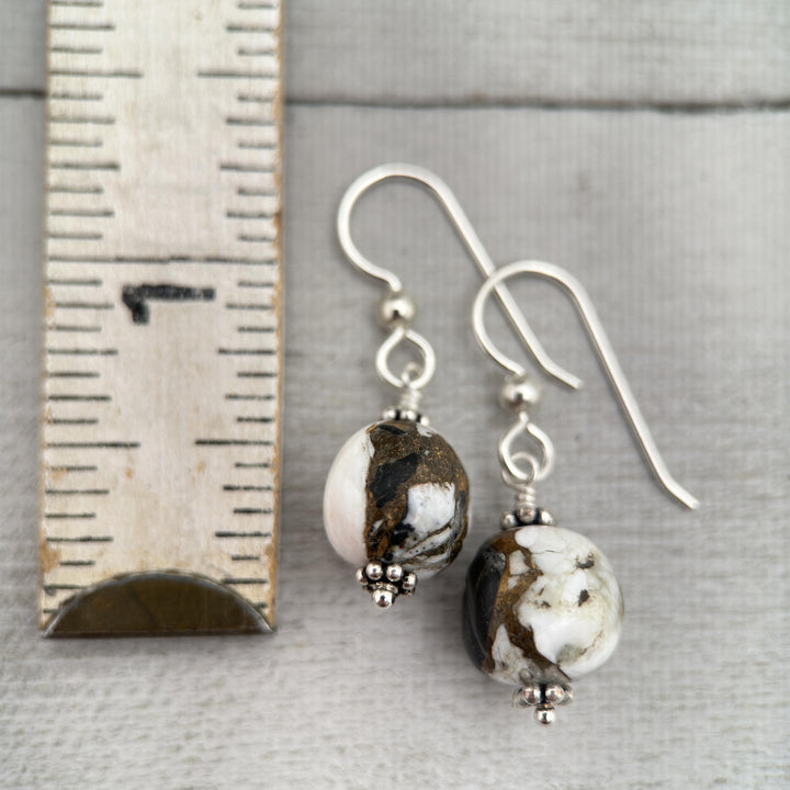 Nevada White Buffalo and Sterling Silver Earrings - SunlightSilver