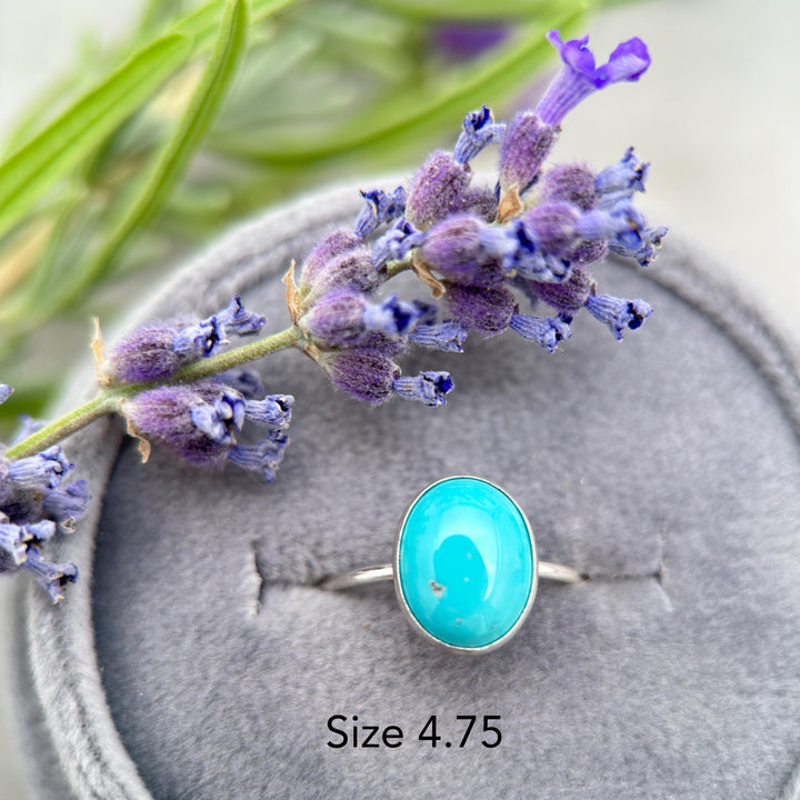 Blue Green Turquoise Solid 925 Sterling Silver Stacking Minimalist Ring - SunlightSilver