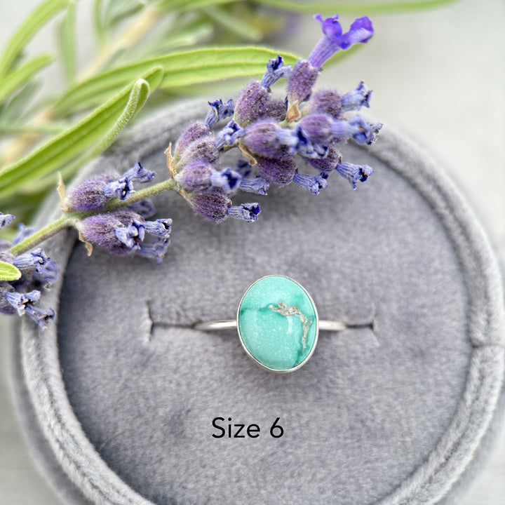 Blue Green Turquoise Solid 925 Sterling Silver Stacking Minimalist Ring - SunlightSilver