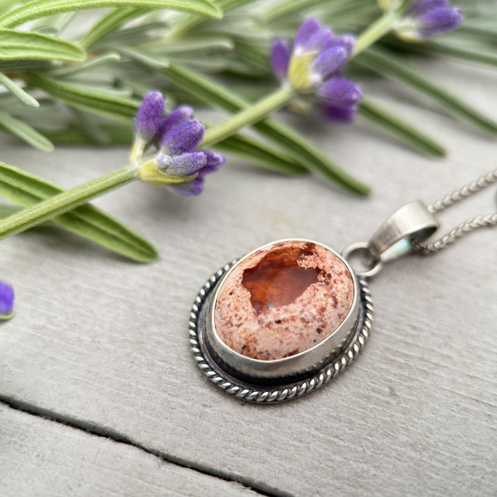 Orange Cantera Fire Opal and Sterling Silver Pendant. October Birthstone - SunlightSilver