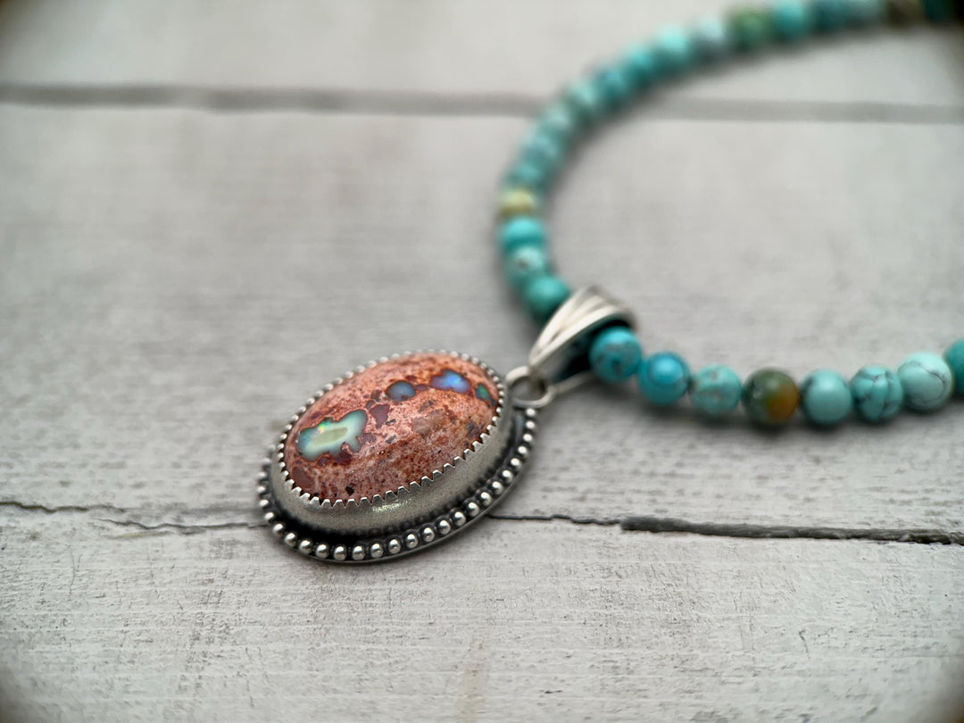 Rainbow Cantera Fire Opal and Sterling Silver Pendant. October Birthstone - SunlightSilver