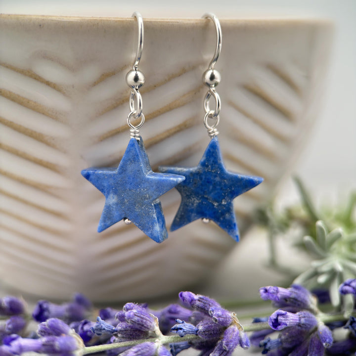 Lapis Star Earrings - SunlightSilver