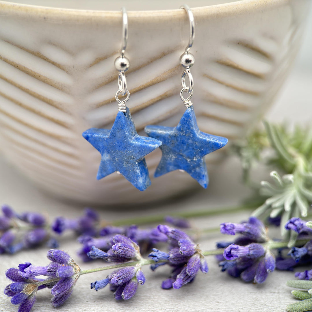 Lapis Star Earrings - SunlightSilver