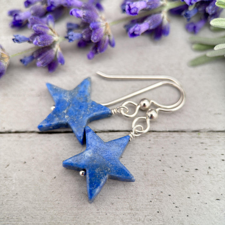 Lapis Star Earrings - SunlightSilver