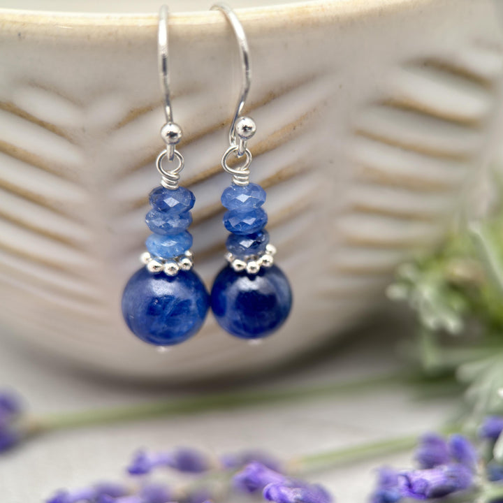 Blue Kyanite and Sterling Silver Earrings - SunlightSilver