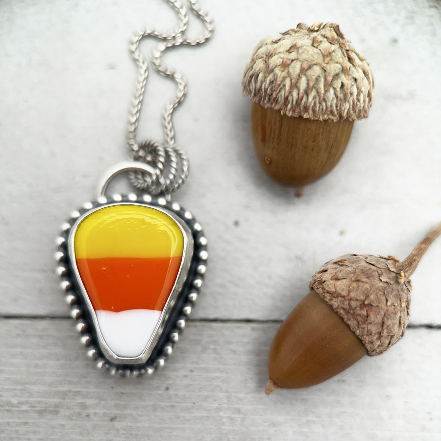 Candy Corn Sterling Silver Pendant. Halloween Fall Autumn Jewelry - SunlightSilver