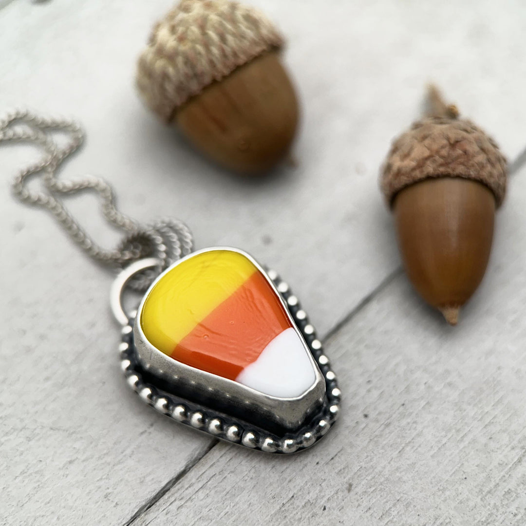 Candy Corn Sterling Silver Pendant. Halloween Fall Autumn Jewelry - SunlightSilver