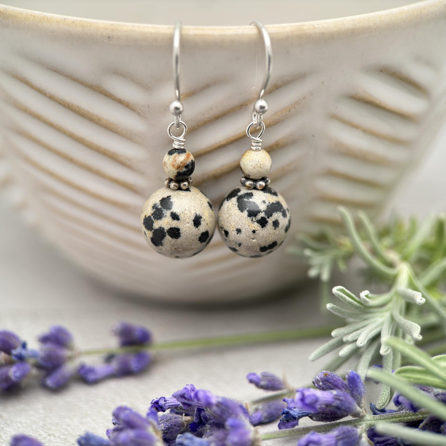 Dalmatian Jasper and Sterling Silver Earrings - SunlightSilver