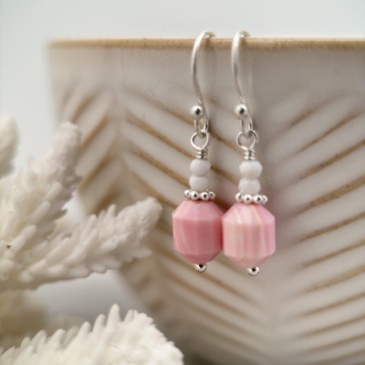 Pink Queen Conch Shell and Solid Sterling Silver Earrings - SunlightSilver