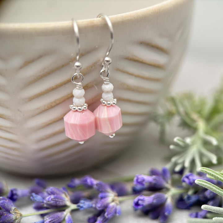 Pink Queen Conch Shell and Solid Sterling Silver Earrings - SunlightSilver