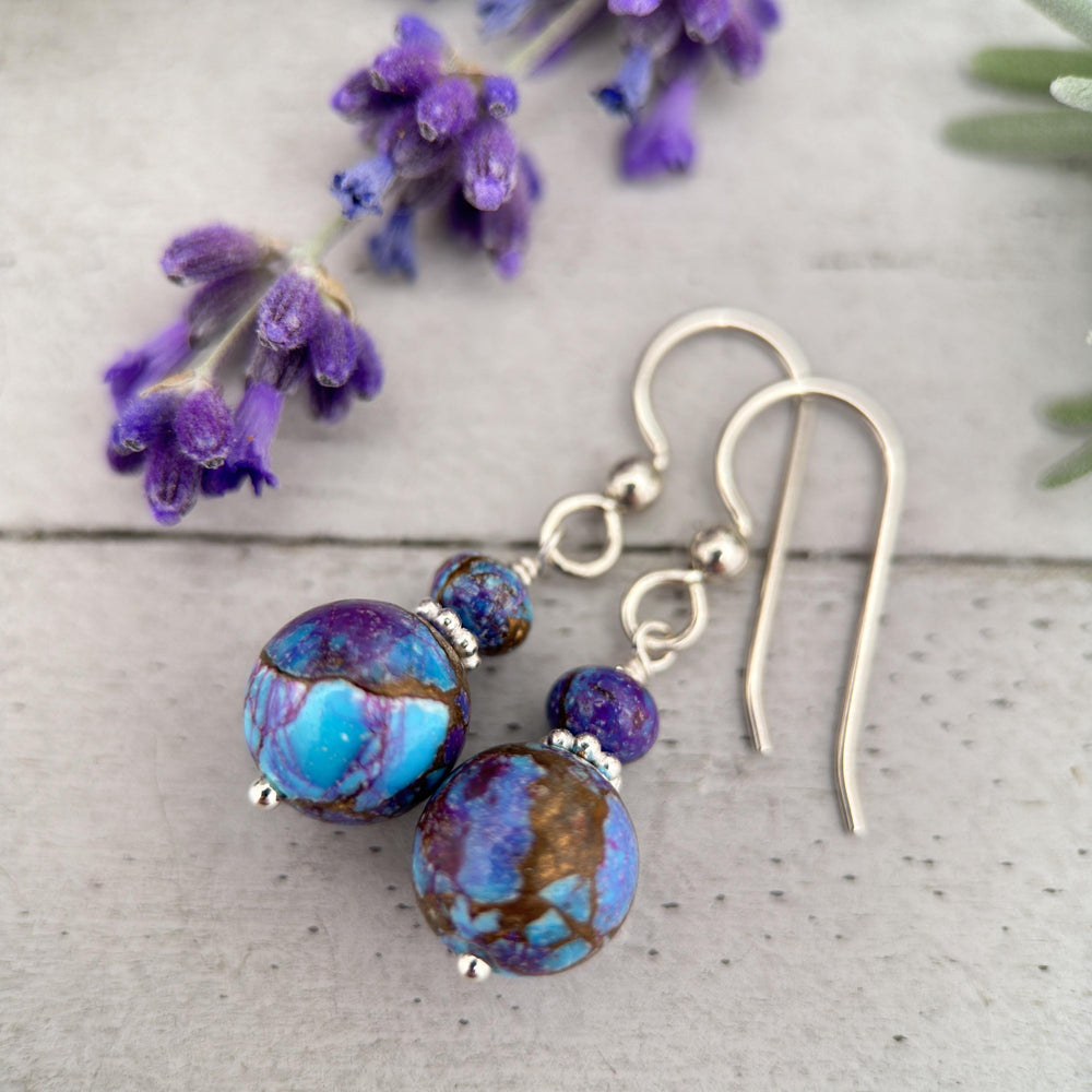 Kingman Mohave Turquoise and Sterling Silver Earrings - SunlightSilver