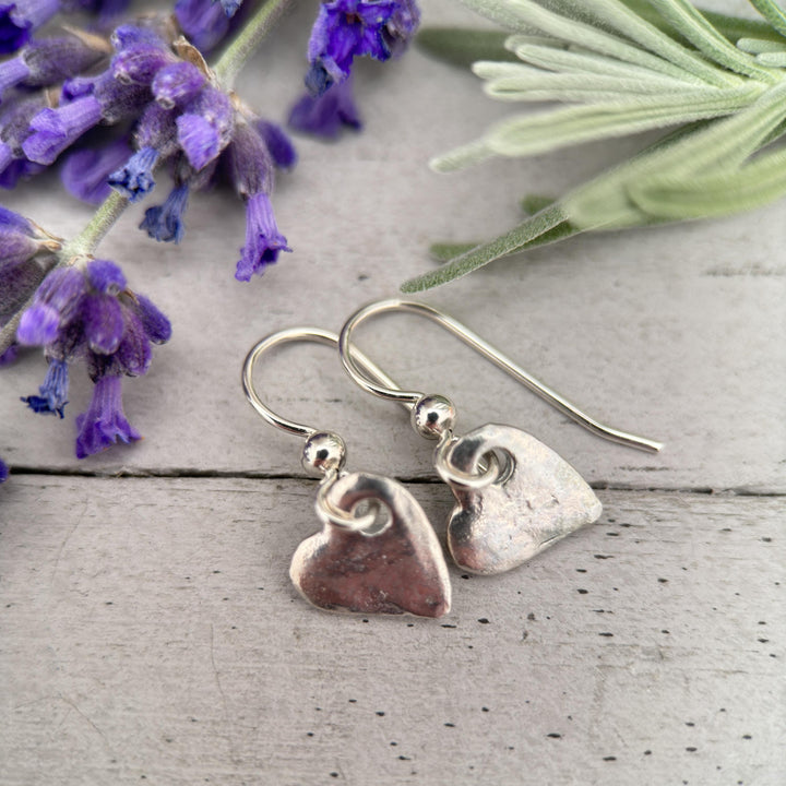 Silver Heart Charm Earrings Solid 925 Sterling Silver - SunlightSilver