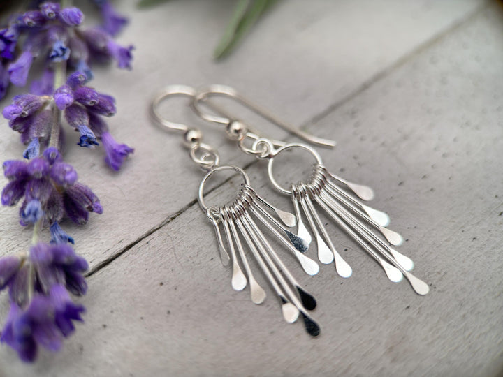 Sterling Silver Sunburst Tassel Earrings - SunlightSilver