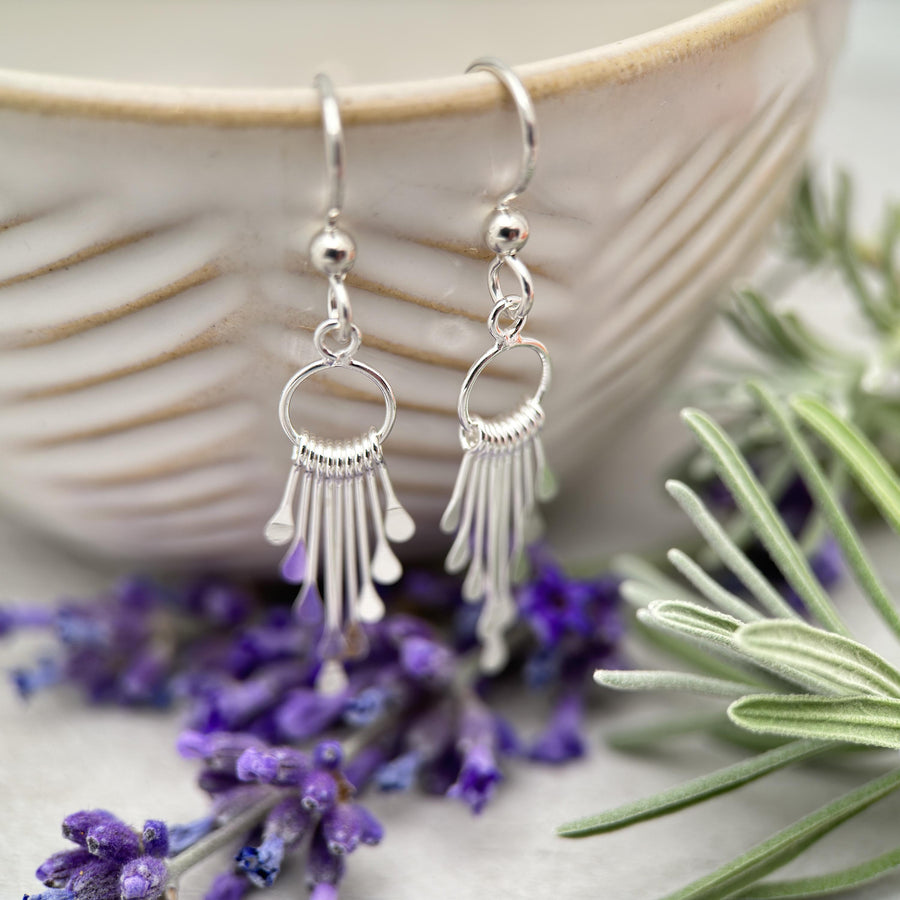Sterling Silver Sunburst Tassel Earrings - SunlightSilver
