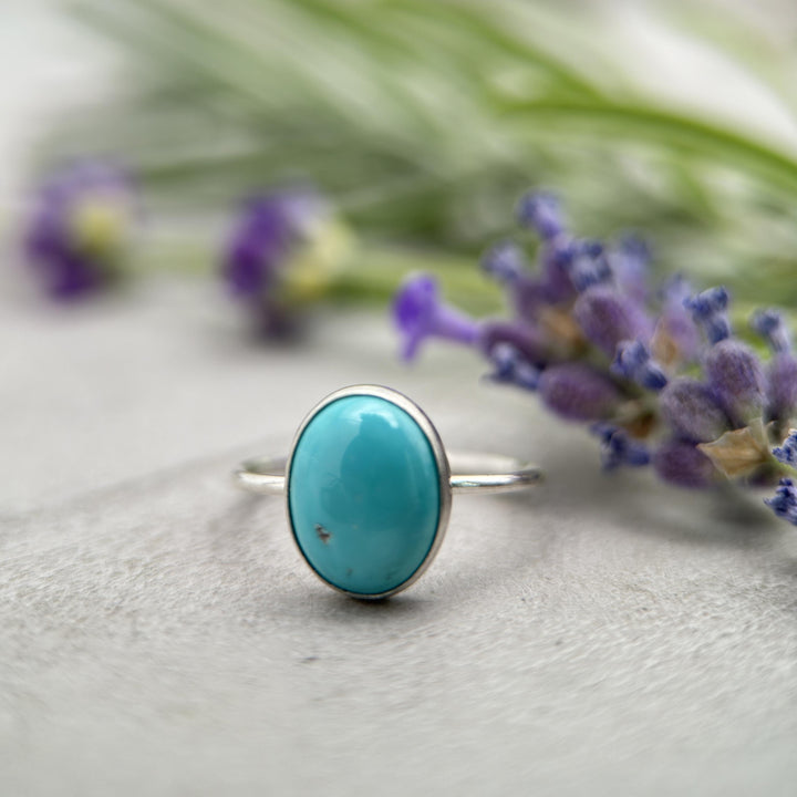 Blue Green Turquoise Solid 925 Sterling Silver Stacking Minimalist Ring - SunlightSilver