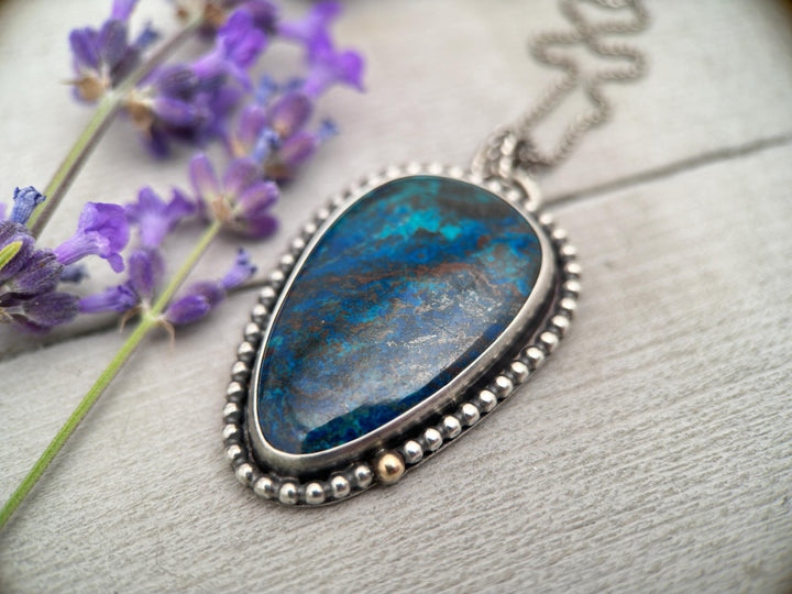 Azurite and Sterling Silver Pendant Necklace - SunlightSilver