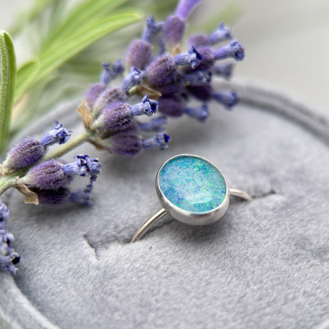 Boulder Opal and Solid 925 Sterling Silver Stacking Minimalist Ring. 2 to pick from - SunlightSilver