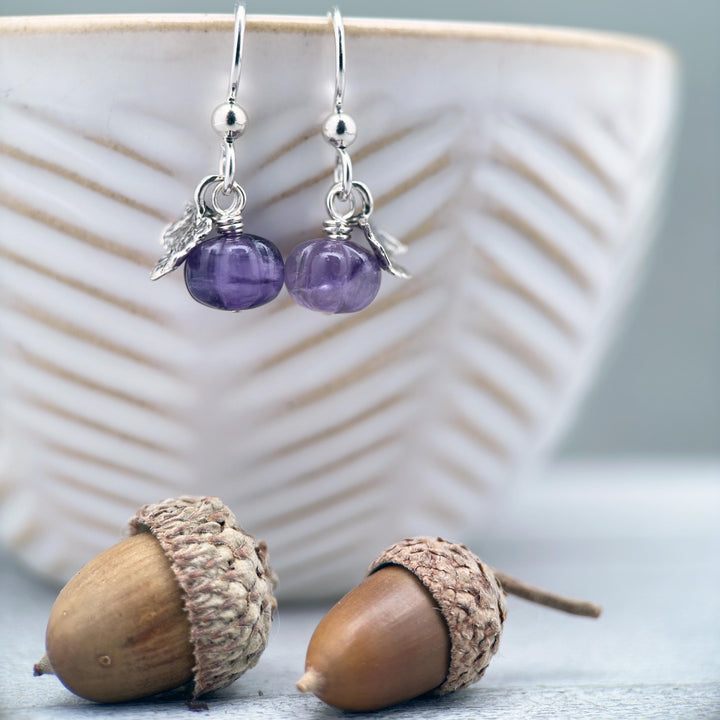 Gemstone Pumpkin Sterling Silver Earrings - SunlightSilver