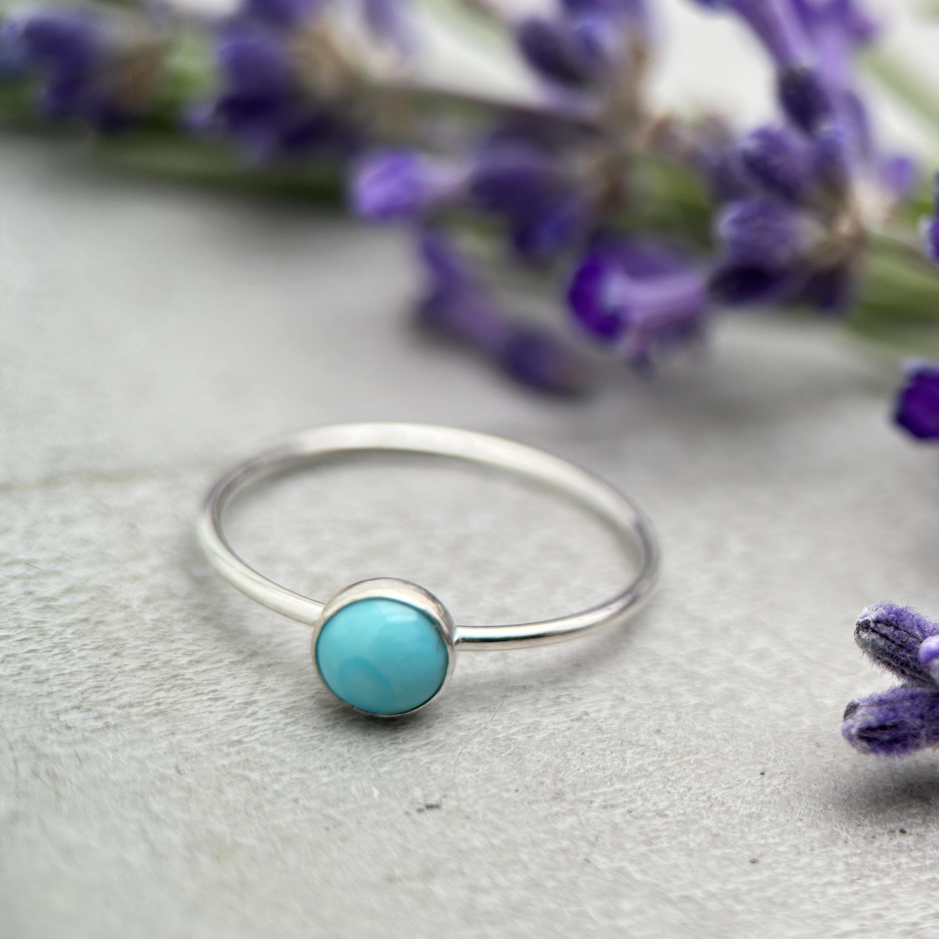 Petite Turquoise Ring in popular Sterling Silver size 5