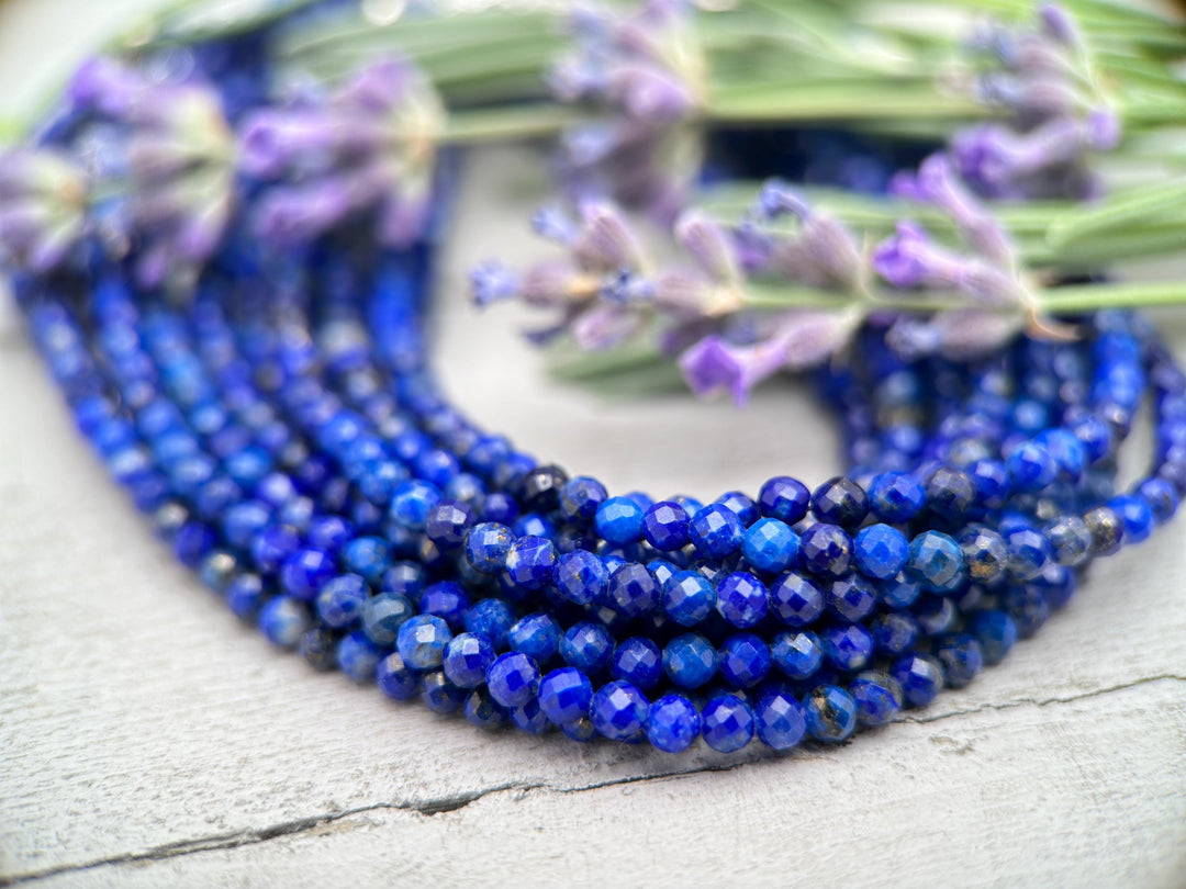 Lapis Lazuli and Solid 925 Sterling Silver Beaded Necklace - SunlightSilver